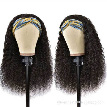 Head band Wigs For Black Women Malaysian Body Wave Human Hair Wigs With Headband Glueless Remy Scarf Headband Wig Human Hair
